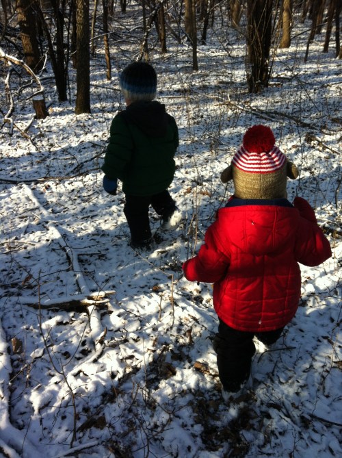 Eli was having so much fun leading us around the woods. He's a natural born leader. 